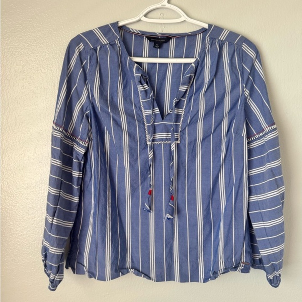 Tommy Hilfiger Blue Striped Women's Top Small